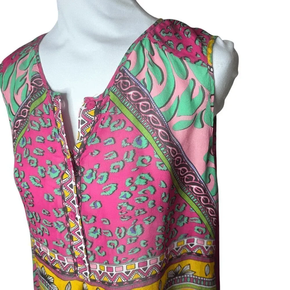 Hale Bob silk top M animal geometric print top sleeveless